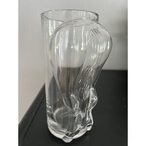 Vtg Figural Glass Horse Glass Clear Vase or Drinking Glass Novelty Equestrian 7”